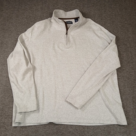 Men's Chaps 1/4 Zip Long Sleeve Pullover Sweater Gray Size 2XL‎ Mock Neck - Picture 1 of 7